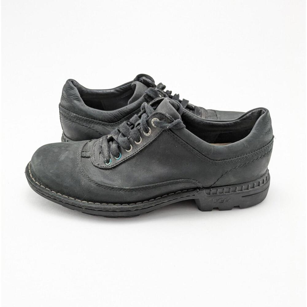 Mens Ugg Australia Oxford Black Leather Casual Outdoor Shoes 5622 Size 10.5